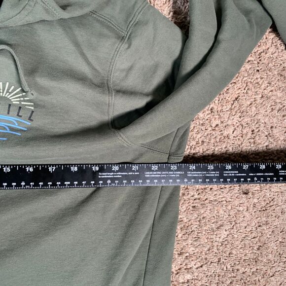 O'Neill Olive Green Graphic Hoodie Mens L Sweatshirt Surf Wave Skate Y2K - Picture 6 of 10